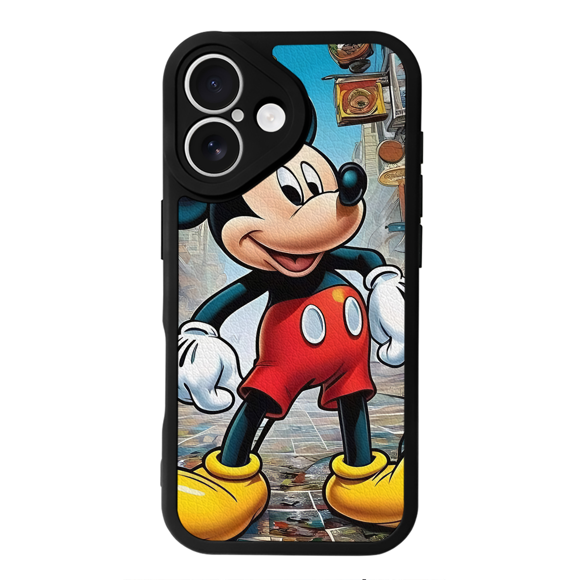 （画像用） ミッキーマウス Mickey Mouse 【iPhone 16シリーズ対応】シリコンスマホケース（レザー調） 材質：シリコン